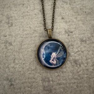 Mystical Blue Fairy Pendant Necklace